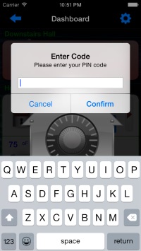 Entering pincode screenshot